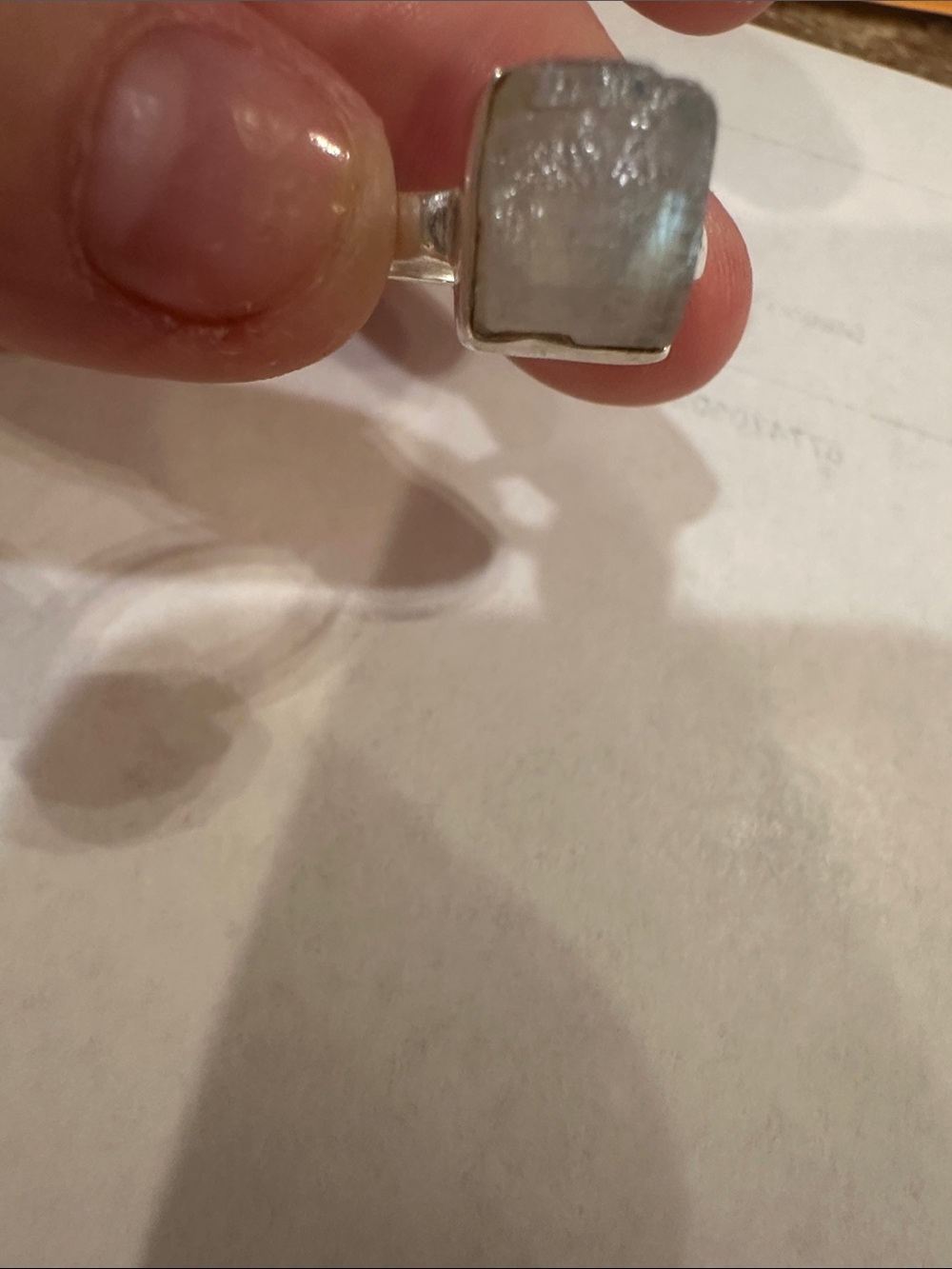 Silver Square Mother-of-Pearl Ring - White